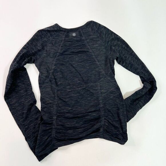 Athleta Shirt Womens XL Fastest Track Space Dye Ruched Stretchy Top Thumbholes - Picture 10 of 11